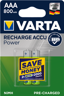 VARTA VARTA RECHARGE ACCU Power AAA 800mAh / HR 03  2er Pack