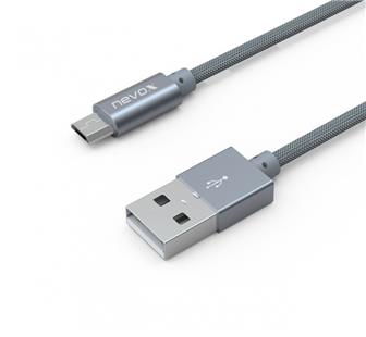 nevox Micro USB Kabel Nylon geflochen 1M silbergrau
