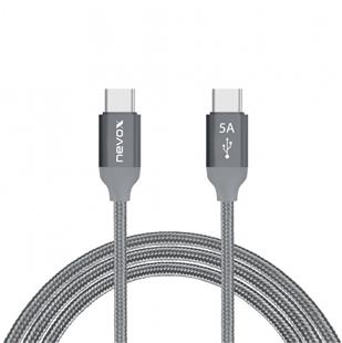 nevox USB Type C zu Type C USB 2.0 Kabel 20V/5A (100W) Emark IC 1M - silbergrau