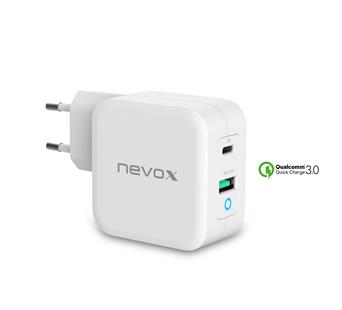 nevox 65W USB - C Power Delivery (PD) + QC3.0 Ladegerät GaN, Weiss