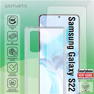 4smarts 360° Starter Set mit X-Pro Clear Glas, Montagerahmen und Clear Hülle für Samsung Galaxy S22