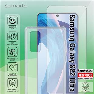 4smarts 360° Starter Set mit X-Pro Clear Glas, Montagerahmen und Clear Hülle für Samsung Galaxy S22+