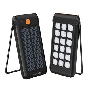 4smarts Solar Powerbank TitanPack Flex 10000mAh mit Ständer und Taschenlampe schwarz / orange