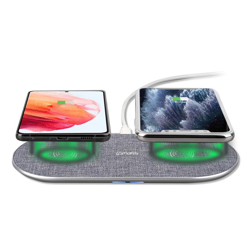 4smarts Wireless Charger VoltBeam Twin 2x15W silber