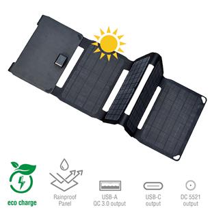 4smarts Faltbares Solar Panel VoltSolar 40W mit USB-A, USB-C und DC Anschluss, schwarz