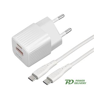 4smarts Netzladegerät VoltPlug Duos Mini PD 20W und USB-C Kabel 1,5m weiß