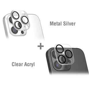 4smarts StyleGlass Kamera iPhone 14 Pro / 14 Pro Max 2er Set Metal silber + klar