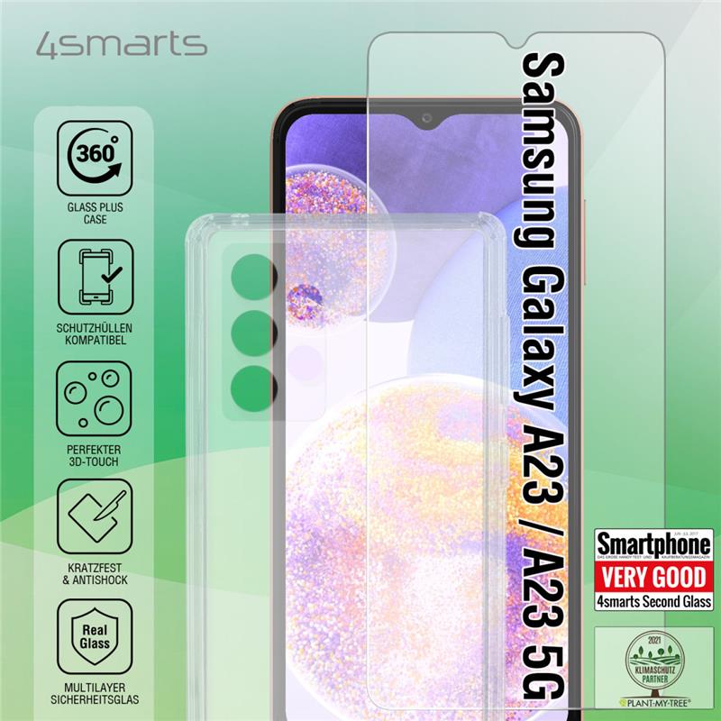 4smarts 360° Starter Set mit X-Pro Clear Glas und Clear Hülle für Samsung Galaxy A23 / A23 5G