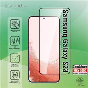 4smarts Second Glass X-Pro Full Cover rmit UltraSonix und Montagerahmen für Samsung Galaxy S23