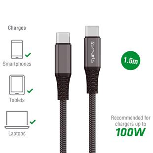 4smarts USB-C auf USB-C Kabel PremiumCord 100W 1,5m schwarz
