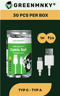 GreenMnky Cable Set Storage Can - USB-A to Type C (30 Stück)