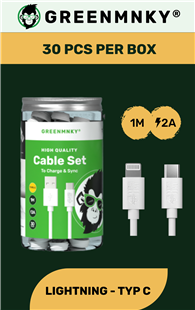 GreenMnky Cable Set Storage Can - USB-C to Lightning (30 Stück)