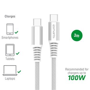 4smarts USB-C auf USB-C Kabel PremiumCord 100W 3m weiss