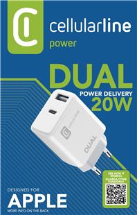 Cellularline Dual Port Travel Charger 20W Weiß
