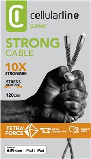Cellularline Tetraforce Data Cable Strong 1.2m USB Typ-C/ Apple Lightning Black