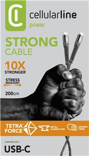 Cellularline Tetraforce Data Cable Strong 2m USB Typ-C/ Typ-C Black