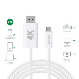 4smarts USB-C auf Display Port Kabel 2m weiß