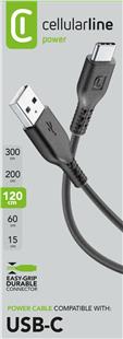 Cellularline Power Data Cable 1,2 m USB-A/ Typ-C Black
