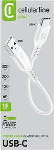 Cellularline Power Data Cable 15 cm USB-A/ Typ-C White