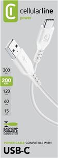 Cellularline Power Data Cable 2m USB-A/ Typ-C White