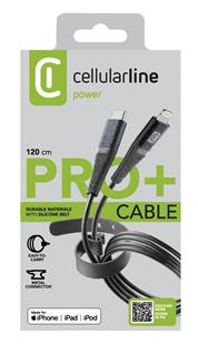 Cellularline Pro+ Data Cable Belt 1,2m USB Typ-C/ Apple Lightning Black