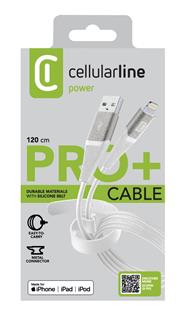 Cellularline Pro+ Data Cable Belt 1,2m USB-A/ Apple Lightning White