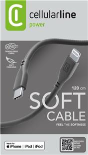 Cellularline Soft Data Cable USB Typ-C/ Lightning 1,2m Black