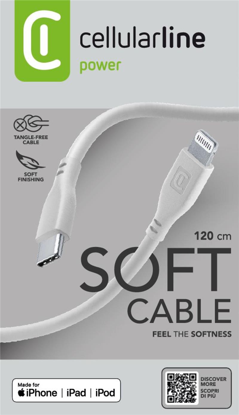 Cellularline Soft Data Cable USB Typ-C/ Lightning 1,2m Gray