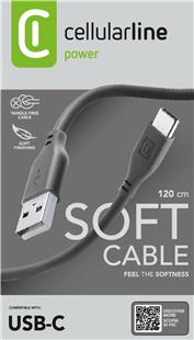 Cellularline Soft Data Cable USB-A/ Typ-C 1,2m Black