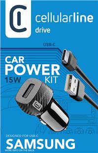 Cellularline Adaptive Fast Car Charger Kit 15W Typ-C Black
