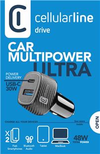 Cellularline USB Car Charger Multipower Ultra 30W Black