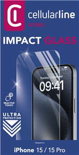 Cellularline Impact Glass für Apple iPhone 15/ 15 Pro