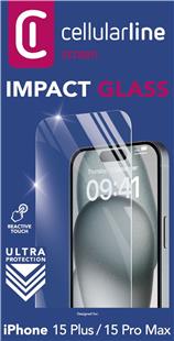 Cellularline Impact Glass für Apple iPhone 15 Plus/ 15 Pro Max