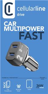 Cellularline USB Car Charger Multipower 2 Fast 18W Black