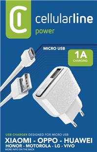 Cellularline USB Charger Kit 1A Micro-USB White