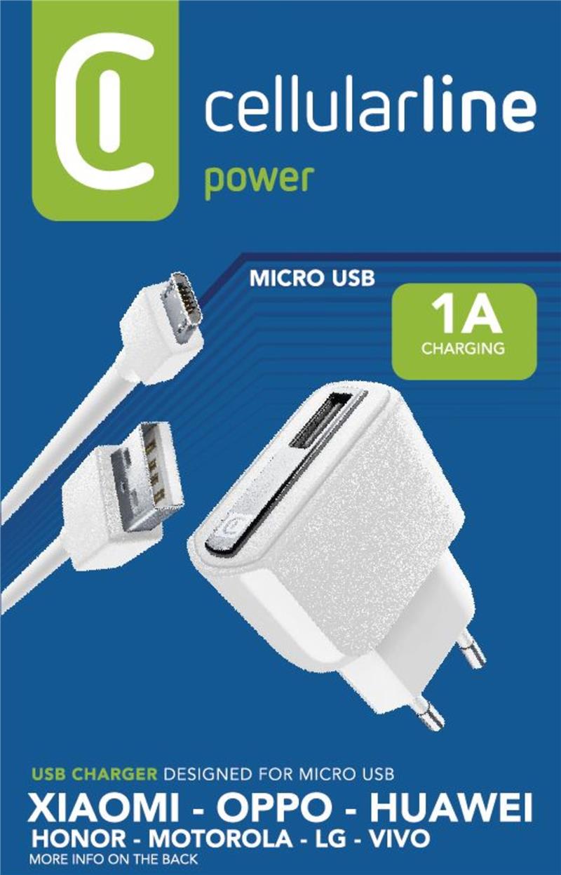 Cellularline USB Charger Kit 1A Micro-USB White