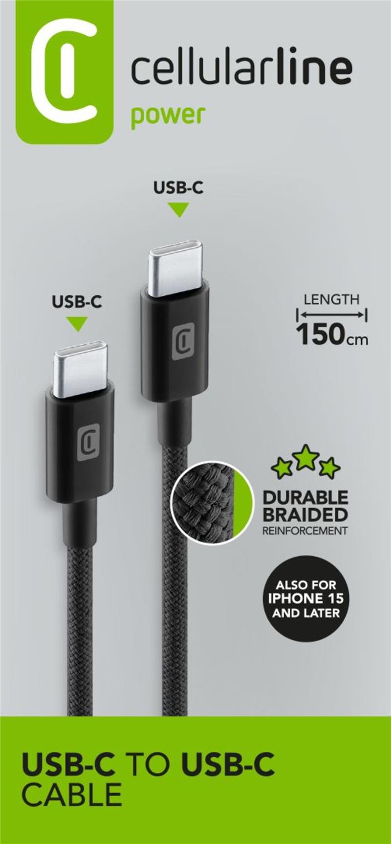 Cellularline - Braided Data Cable 1,5 m