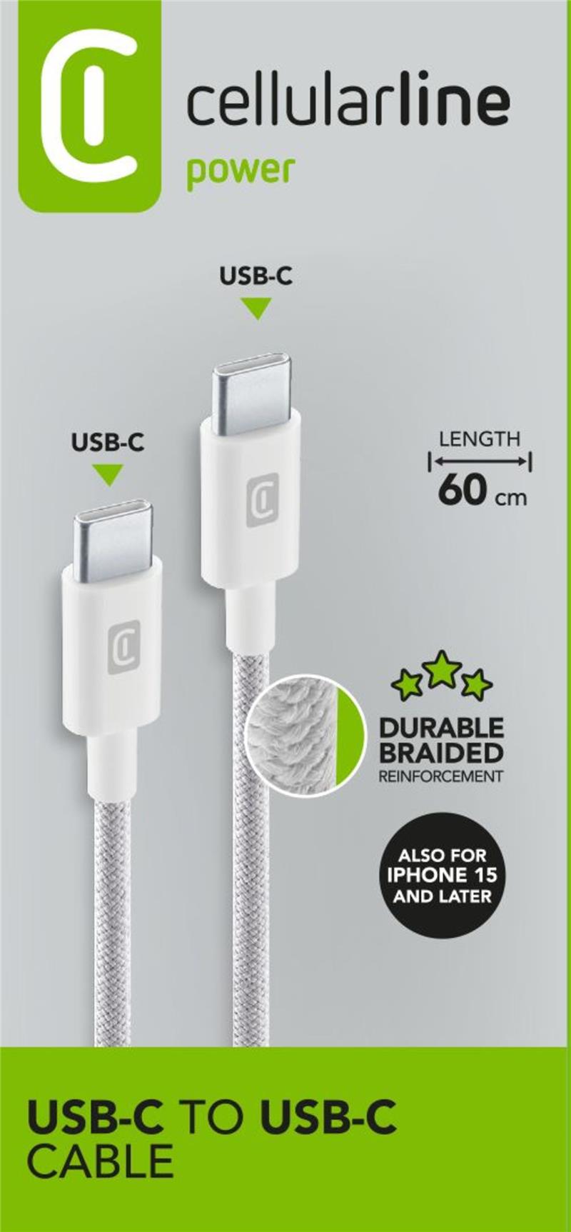 Cellularline - Braided Data Cable 0,6 m