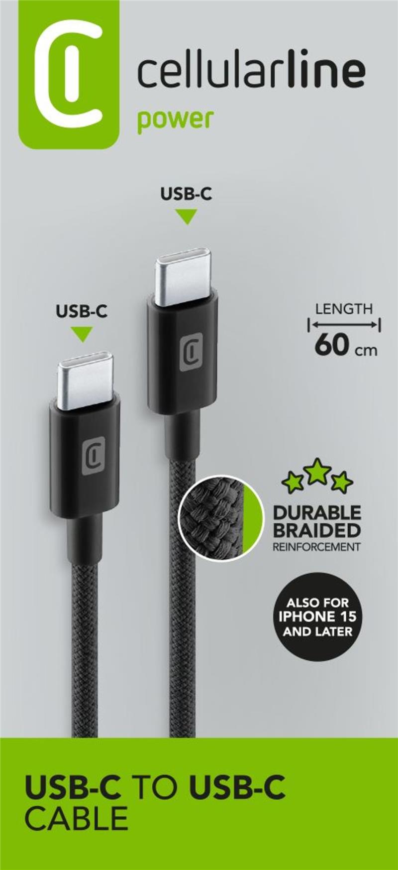 Cellularline - Braided Data Cable 0,6 m