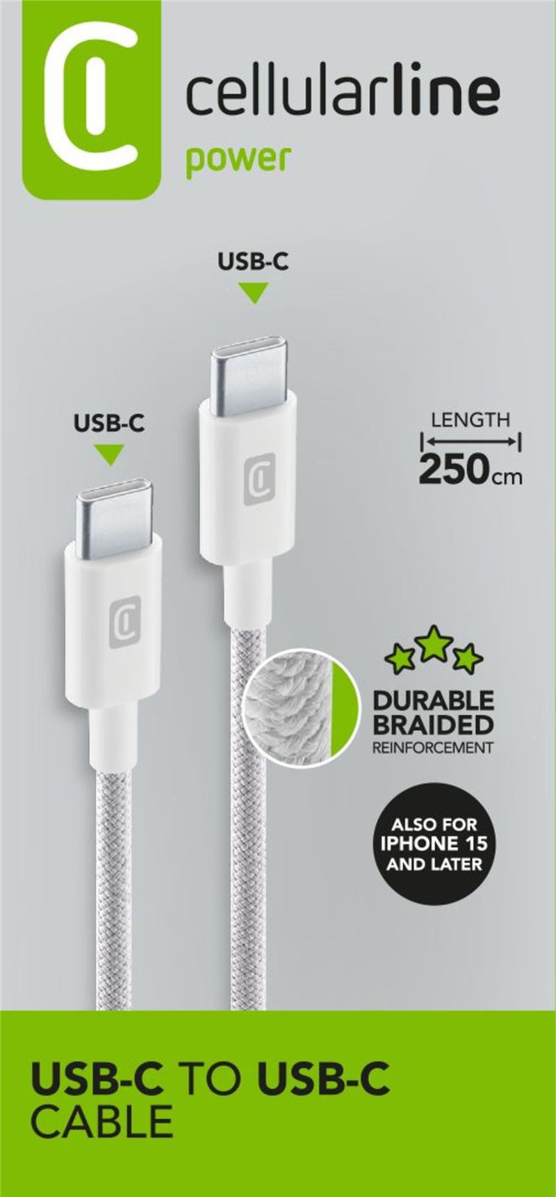 Cellularline - Braided Data Cable 2,5 m