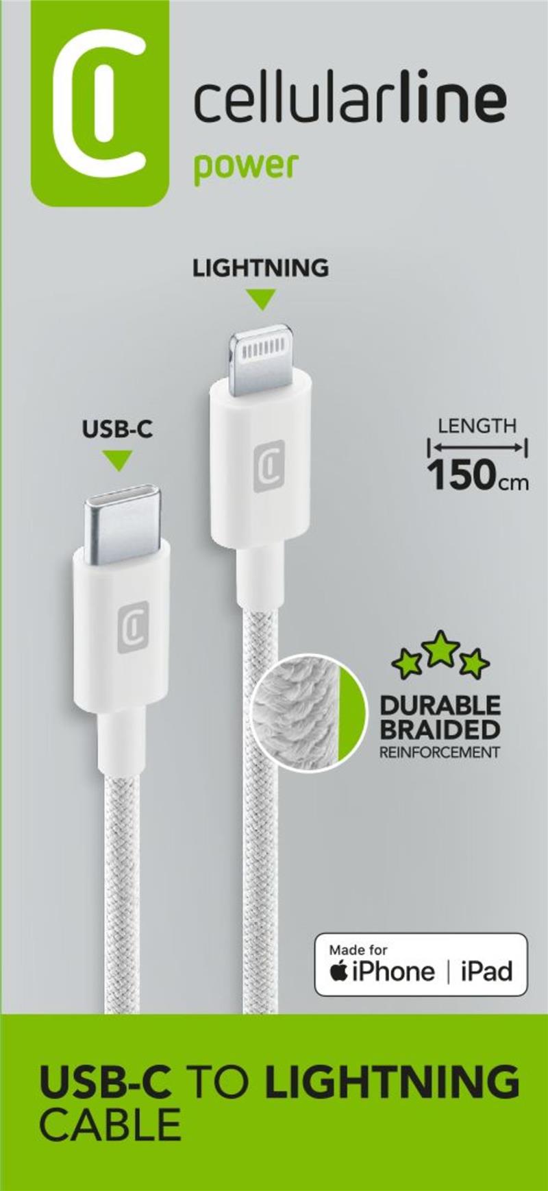 Cellularline - Braided Data Cable 1,5 m