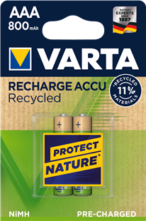 VARTA RECHARGE ACCU Recycled AAA 800mAh / HR03 / 2er Pack