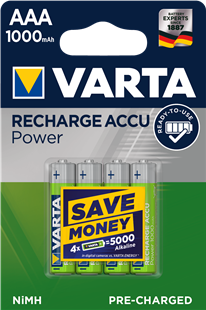 VARTA RECHARGE ACCU Power AAA 1000mAh / HR03 4er Pack