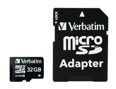 VERBATIM microSDHC Card 32GB Class 10, inkl. SD-Card Adapter, Retail-Blister